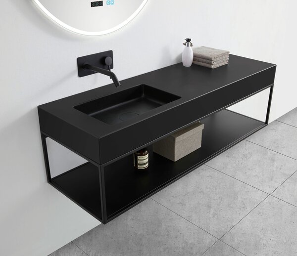 Nástěnné umyvadlo BA8012 - minerální odlitek - 121x45x12 cm