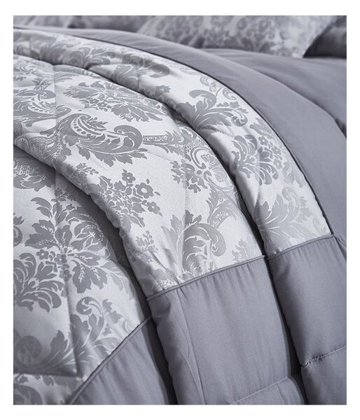 Šedý prošívaný přehoz přes postel Catherine Lansfield Jacquard, 240 x 260 cm