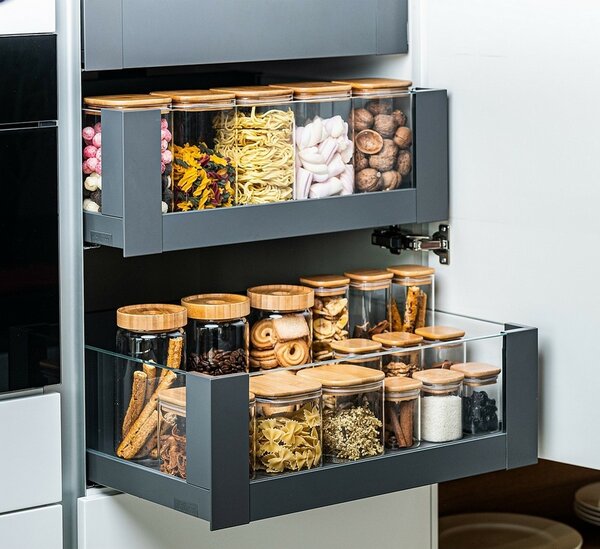 4Home Skleněná dóza na potraviny s víkem Bamboo, 550 ml, 550 ml