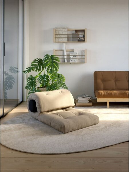 Šedobéžová futonová matrace 70x200 cm Wrap Linen Beige/Dark Grey – Karup Design