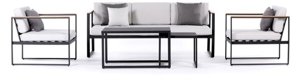 Sensum Hasseludden Set lounge nábytku, 5 dílů, ocel, polyester, polywood, černá, šedá