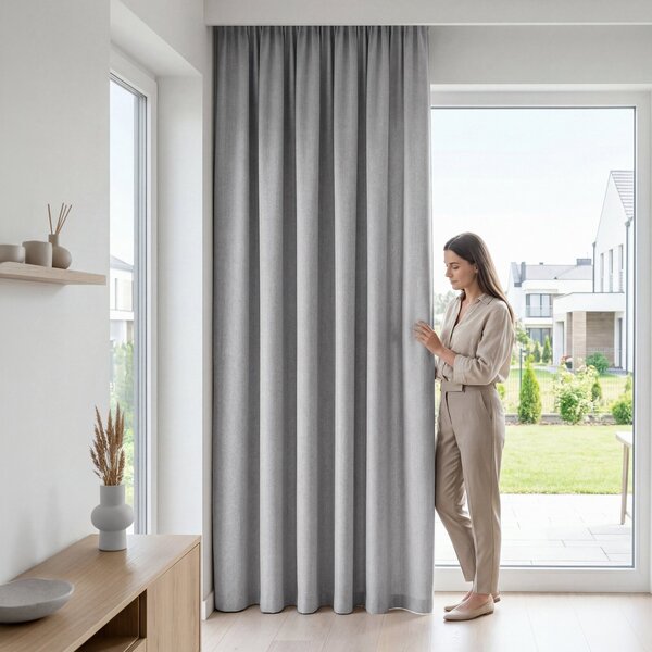 ZATEMŇOVACÍ ZÁVĚS (100%) NA PÁSCE ZOEY 140X270 CM STŘÍBRNÝ