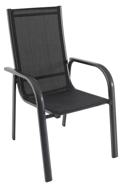 Sunfun Maja Stohovatelné křeslo, 69 × 59 × 100 cm, hliník, textil, tmavě šedé