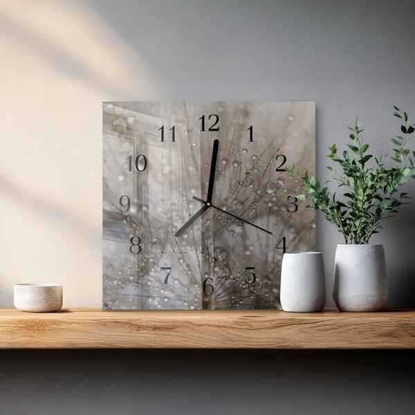 Skleněné hodiny na stěnu Kapky rosy zskc-30x30-00182583