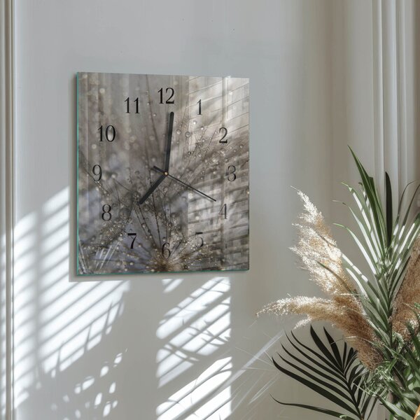 Skleněné hodiny na stěnu Kapky rosy zskc-30x30-00182583