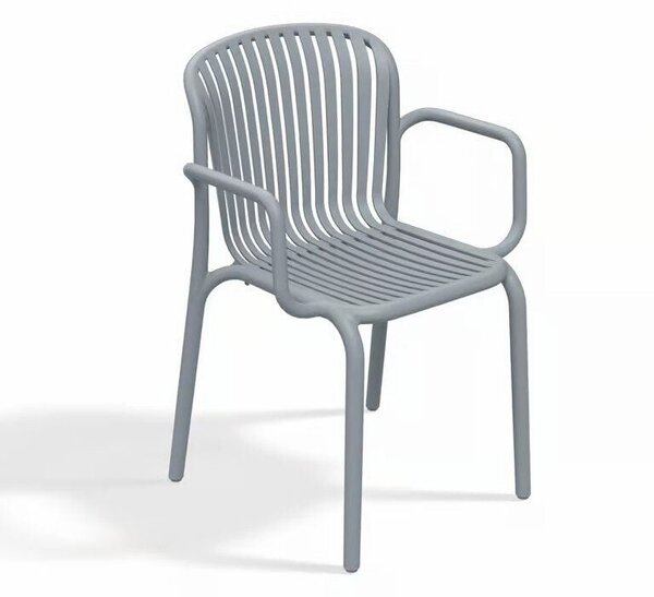 Brene Stohovatelná židle s područkami, 53 × 57,5 × 82,5 cm, plast, světle šedá