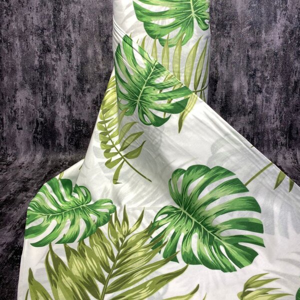 Ervi Bavlněná látka/plátno š.240cm - Monstera zelená 9910-2, metráž