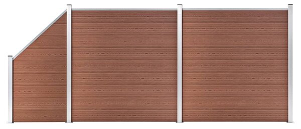 Zahradní plot Atlanta - dřevoplast - 2díly + 1šikmý díl- 446x186 cm | hnědý