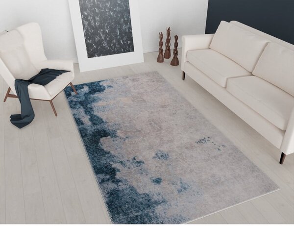 Modro-krémový pratelný koberec 80x50 cm - Vitaus