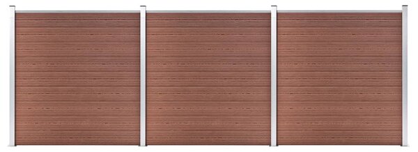Zahradní plot Atlanta - dřevoplast - 3díly - 526x186 cm | hnědý