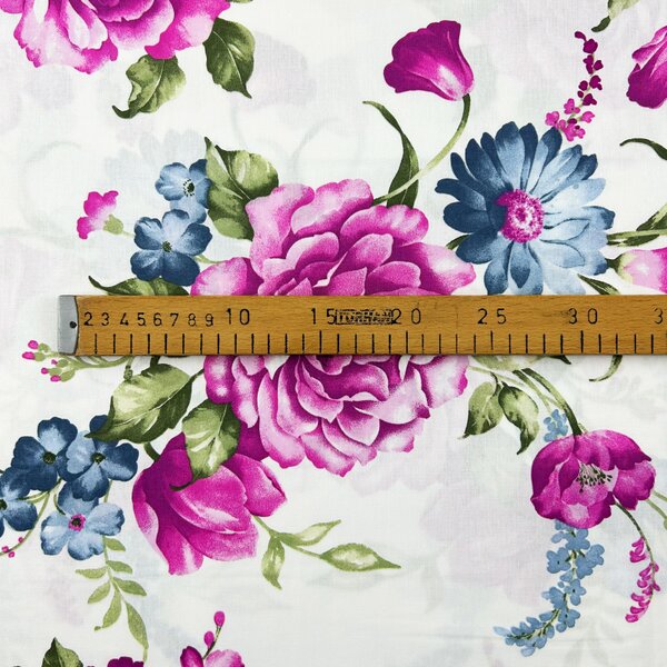 Ervi Bavlněná látka/plátno š.240cm - Fialové květy č.26560-14, metráž