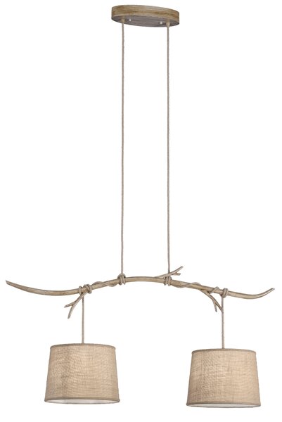 Mantra 6177 Sabina, závěsné svítidlo v kombinaci dřeva a pytloviny, 2x40W E27, délka 112cm