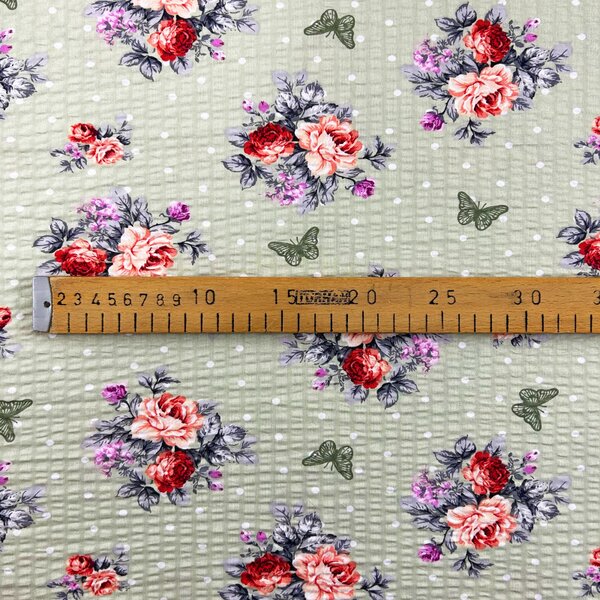 Ervi bavlna - krep š.240 cm - Romantický vzor č.25945-15, metráž