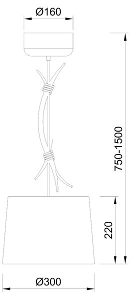 Mantra 6410 Sabina, závěsné svítidlo v kombinaci dřeva a pytloviny, 1x40W E27, prům.30cm