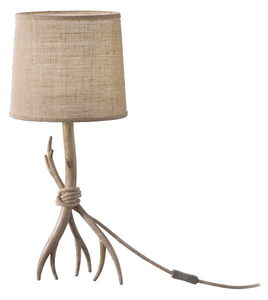 Mantra 6181 Sabina, stolní lampa v kombinaci dřeva a pytloviny s vypínačem, 1x40W E27, výška 57cm