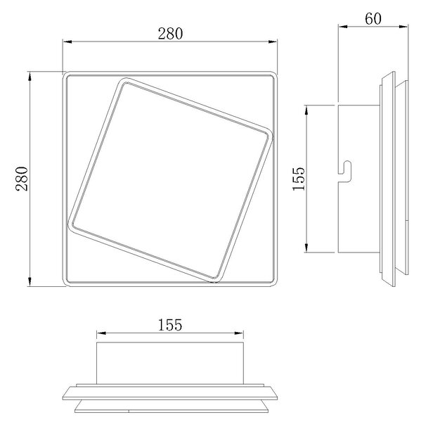 Mantra 6426 Dakla, bílé kubistické svítidlo, 18W LED 3000K, 28x28cm