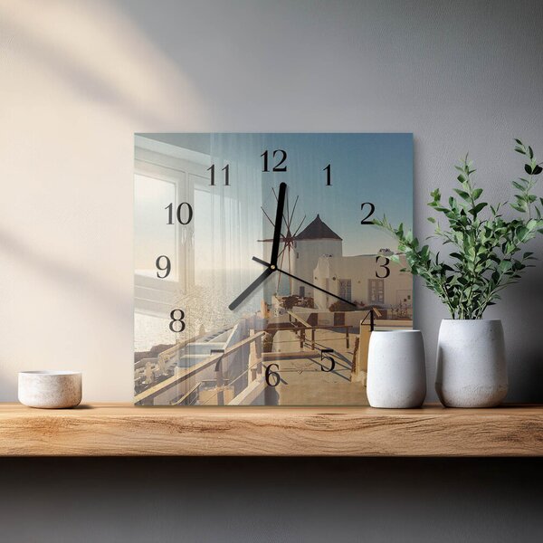 Skleněné hodiny na stěnu Santorini zskc-30x30-00178444