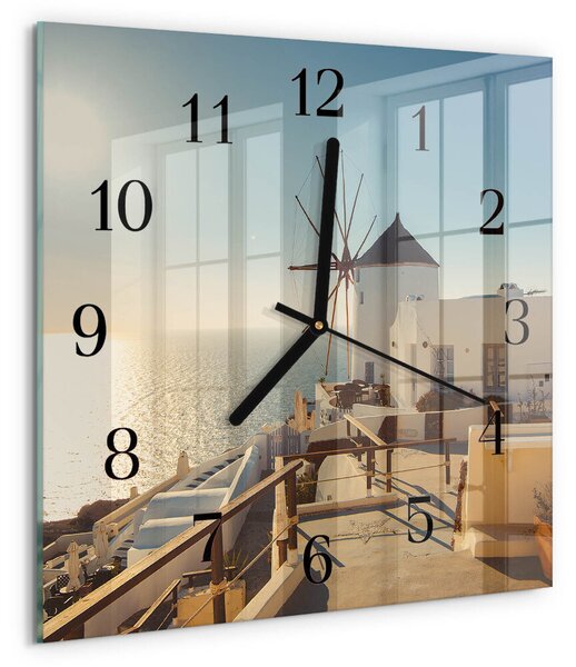Skleněné hodiny na stěnu Santorini zskc-30x30-00178444