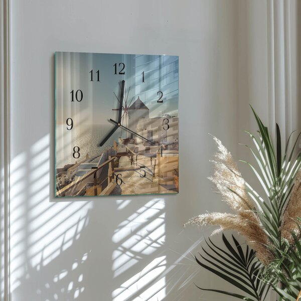 Skleněné hodiny na stěnu Santorini zskc-30x30-00178444