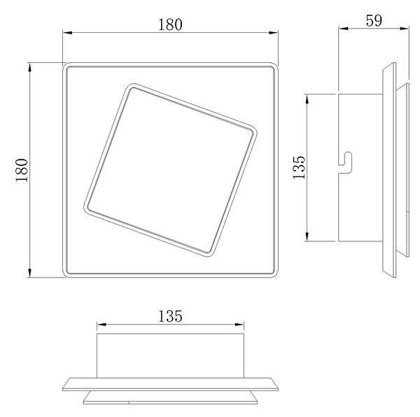 Mantra 6427 Dakla, černé kubistické svítidlo, 12W LED 3000K, 18x18cm