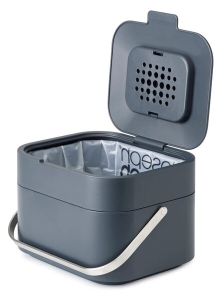 Tmavě šedá nádobka na kompostovatelný odpad Joseph Joseph IntelligentWaste, 4 l