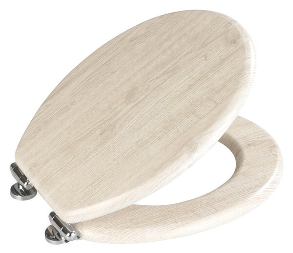 Světlé WC sedátko a snadným zavíráním Wenko Oak, 42,5 x 35,5 cm