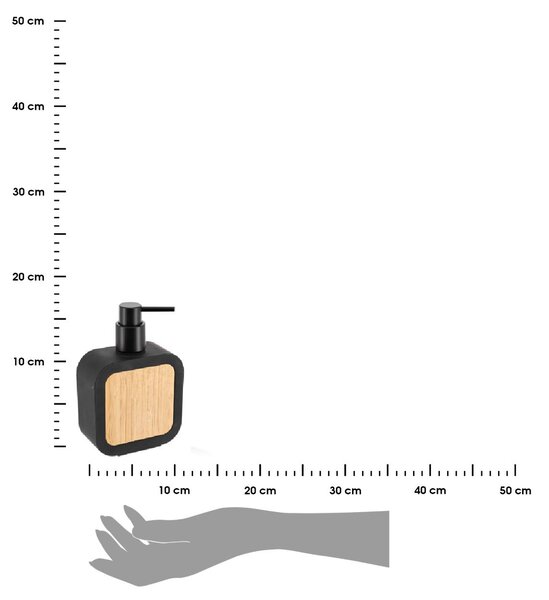 Dávkovač mýdla Tempesti, černá/s dřevěnými prvky, 350 ml