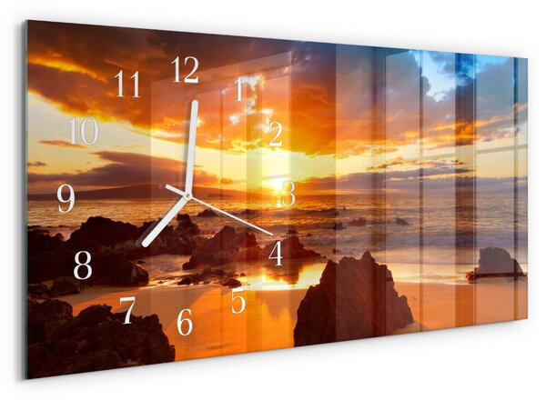 Skleněné hodiny horizontální Západ slunce zsppb-60x30-00295227
