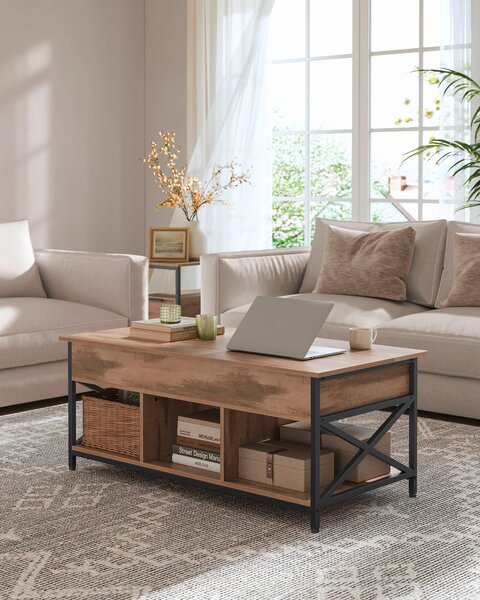 KONFERENČNÍ STOLEK, hnědá, černá, kov, kompozitní dřevo, 120/60/48-62 cm MID.YOU - Konferenční stolky, Online Only