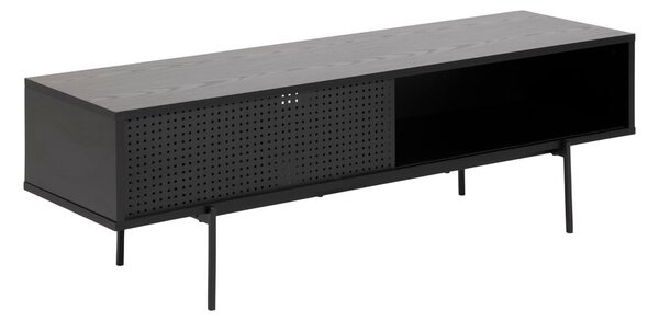 Černý TV stolek v dekoru jasanu 140x45 cm Angus – Actona