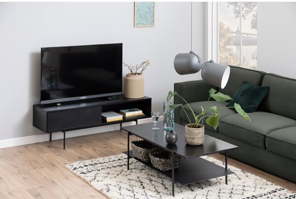 Černý TV stolek v dekoru jasanu 140x45 cm Angus – Actona