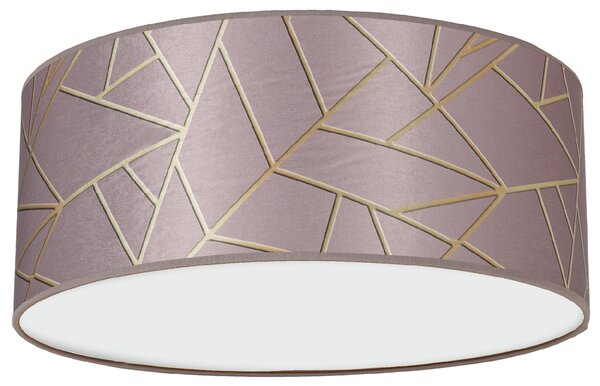 Stropní svítidlo Ziggy Round, 1x růžové/zlaté textilní stínítko, (bílé plexisklo), (fi 40 cm)