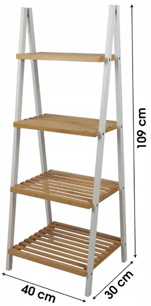 Regál DOCHTMANN bambus 40 cm x 109 cm x 30 cm bílý