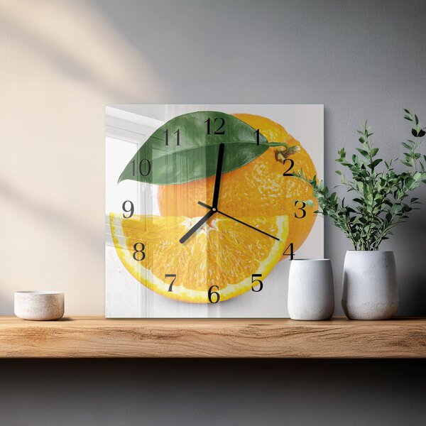 Skleněné hodiny na stěnu Pomeranče zskc-30x30-00178692