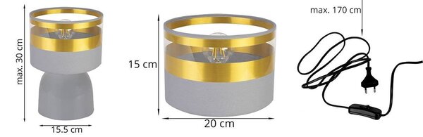 Stolní lampa Intense Gold, 1x textilní stínítko (výběr ze 6 barev), (výběr ze 3 barev konstrukce)