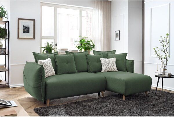 Zelená rozkládací rohová pohovka (variabilní) Nessa – Bobochic Paris