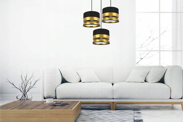 Závěsné svítidlo Intense Gold, 3x textilní stínítko (mix 6 barev), (výběr ze 3 barev konstrukce), o