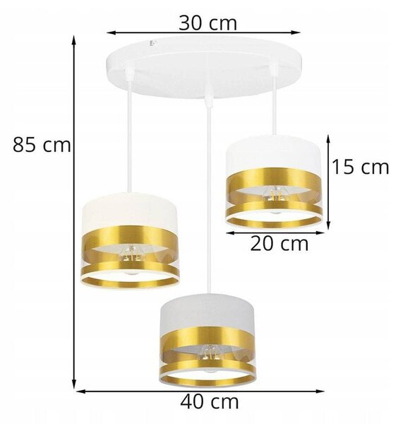 Závěsné svítidlo Intense Gold, 3x textilní stínítko (mix 6 barev), (výběr ze 3 barev konstrukce), o