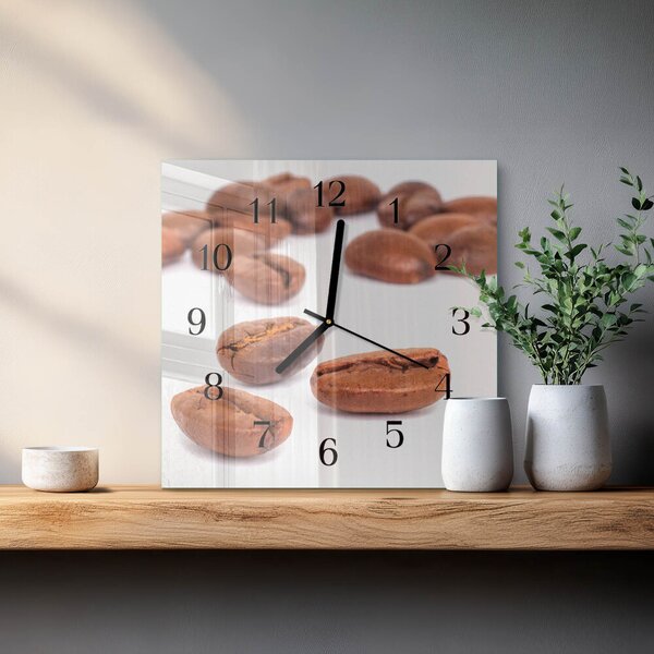 Skleněné hodiny na stěnu Kávová zrna zskc-30x30-00181289