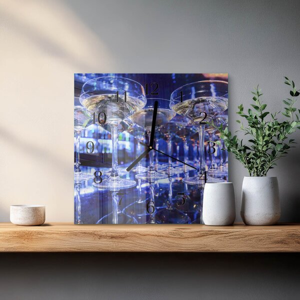 Skleněné hodiny na stěnu Brýle zskc-30x30-00176927