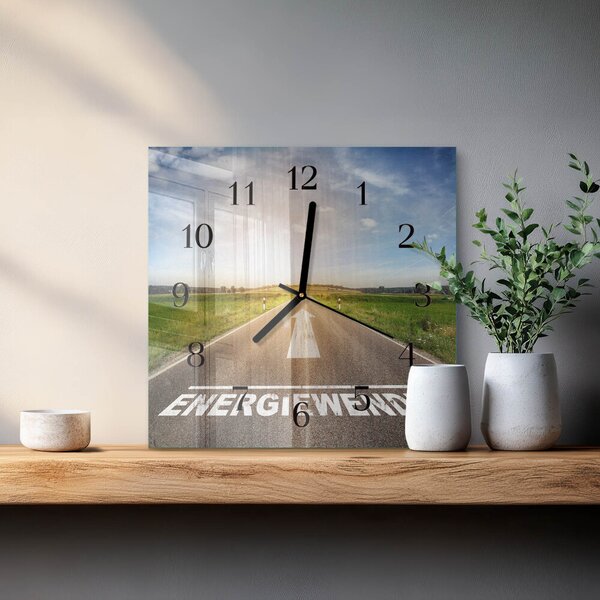 Skleněné hodiny na stěnu Pole cesty zskc-30x30-00178438