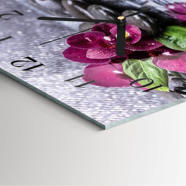 Skleněné hodiny na stěnu Orchidej zskc-30x30-00178582
