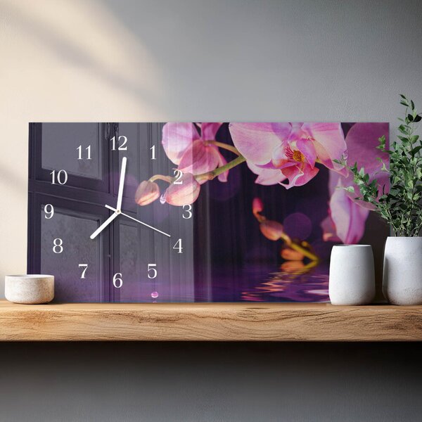 Skleněné hodiny horizontální Orchidej zsppb-60x30-00295283