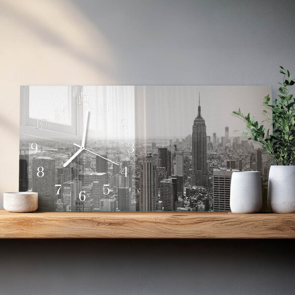 Skleněné hodiny horizontální New York zsppb-60x30-00295294