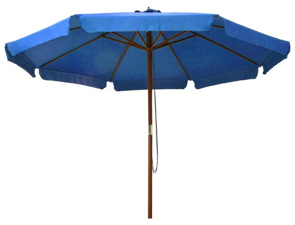Zahradní slunečník s dřevěnou tyčí 330 cm azurově modrý