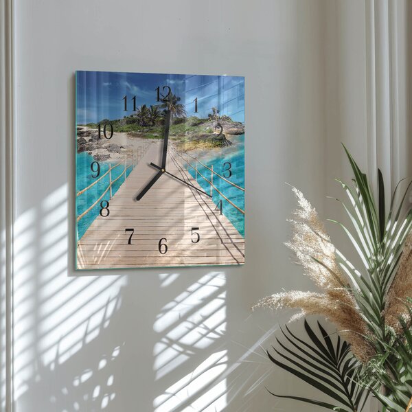 Skleněné hodiny na stěnu Ostrovní most zskc-30x30-00177904