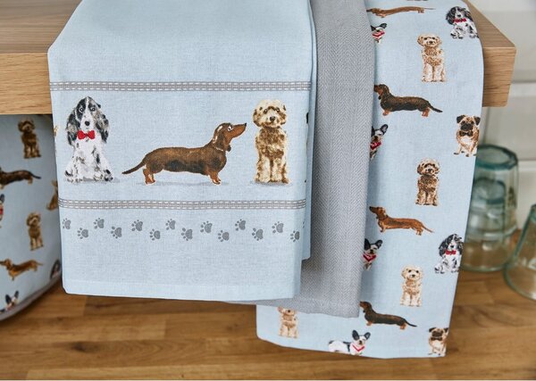 Bavlněné utěrky v sadě 3 ks 45x65 cm Curious Dogs – Cooksmart ®