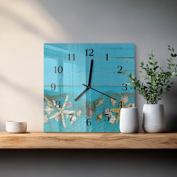 Skleněné hodiny na stěnu Mořské poklady zskc-30x30-00182395