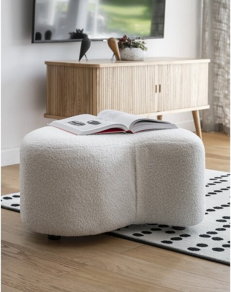 Bílý taburet z textilie bouclé Miuf – Miuform