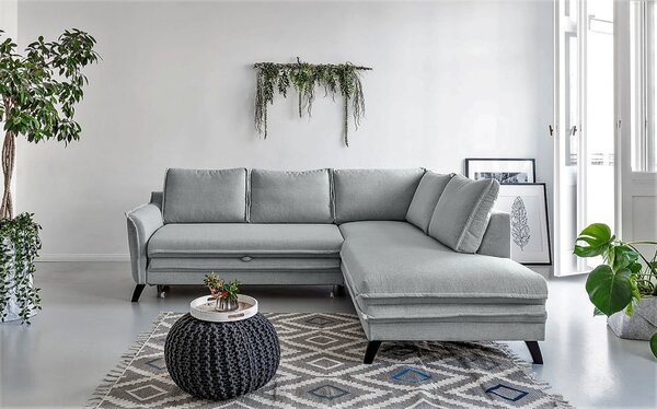 Světle šedá rozkládací rohová pohovka Miuform Charming Charlie L, pravý roh